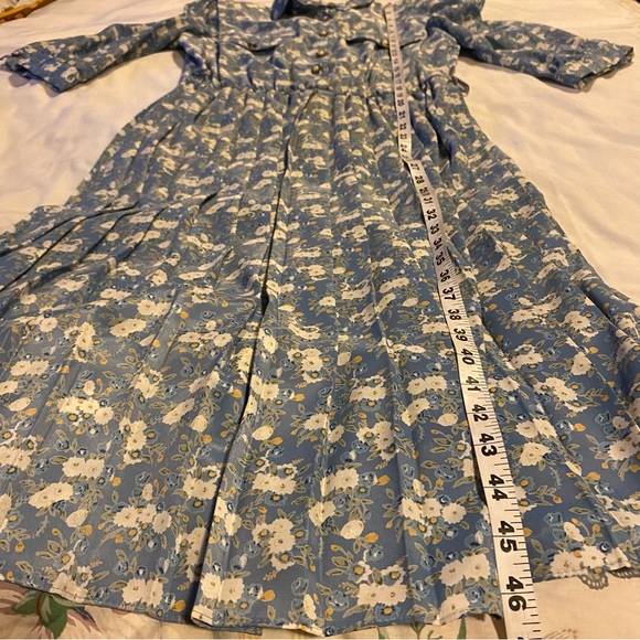 Breli Original 80’s pleated top buttons 3/4 sleeves Floral Secretary Dress Sz L - Picture 12 of 15